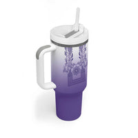 Philippines Barong Style Tumbler With Handle with Polynesian Art and Leaf Motif Purple Color LT03 - Polynesian Pride