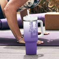 Philippines Barong Style Tumbler With Handle with Polynesian Art and Leaf Motif Purple Color LT03 - Polynesian Pride