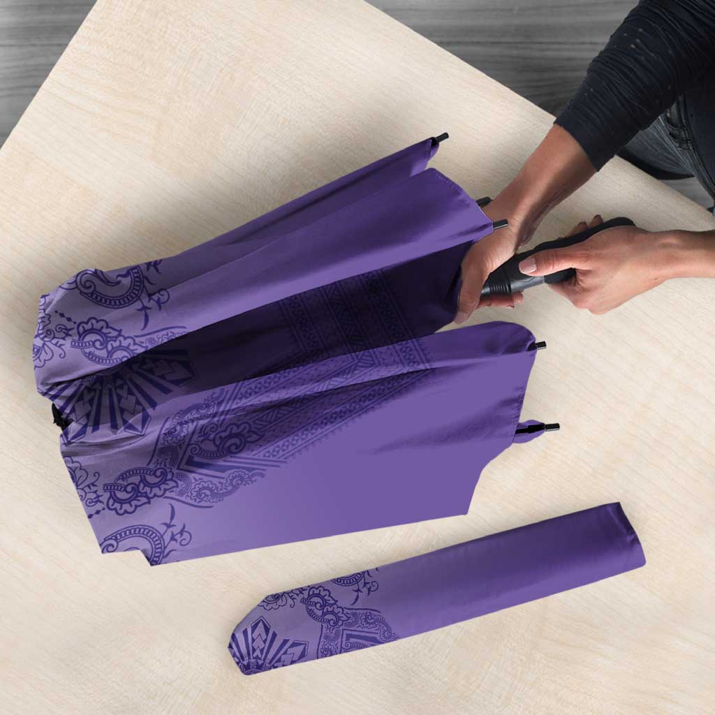 Philippines Barong Style Umbrella with Polynesian Art and Leaf Motif Purple Color LT03 - Polynesian Pride