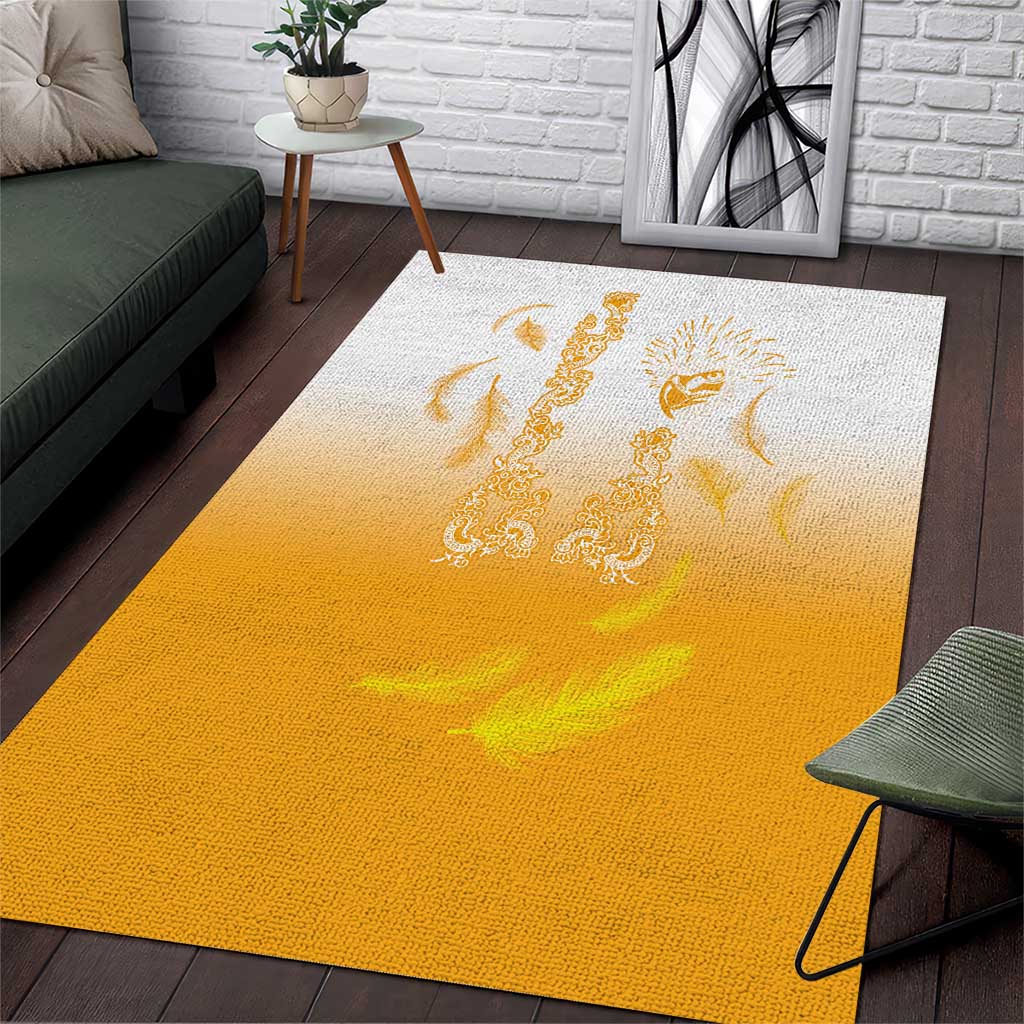 Philippines National Costume Style Area Rug Barong Tagalog and Eagle Feather Yellow Color