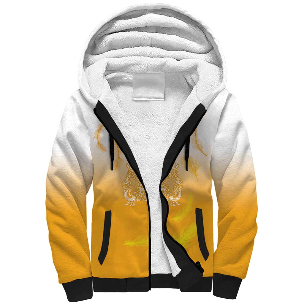 Philippines National Costume Style Sherpa Hoodie Barong Tagalog and Eagle Feather Yellow Color