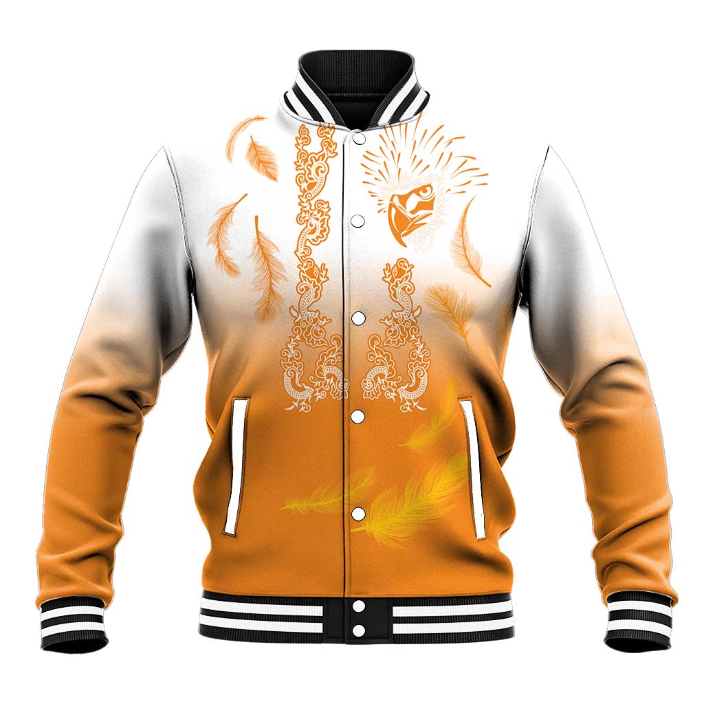 Philippines National Costume Style Baseball Jacket Barong Tagalog and Eagle Feather Orange Color