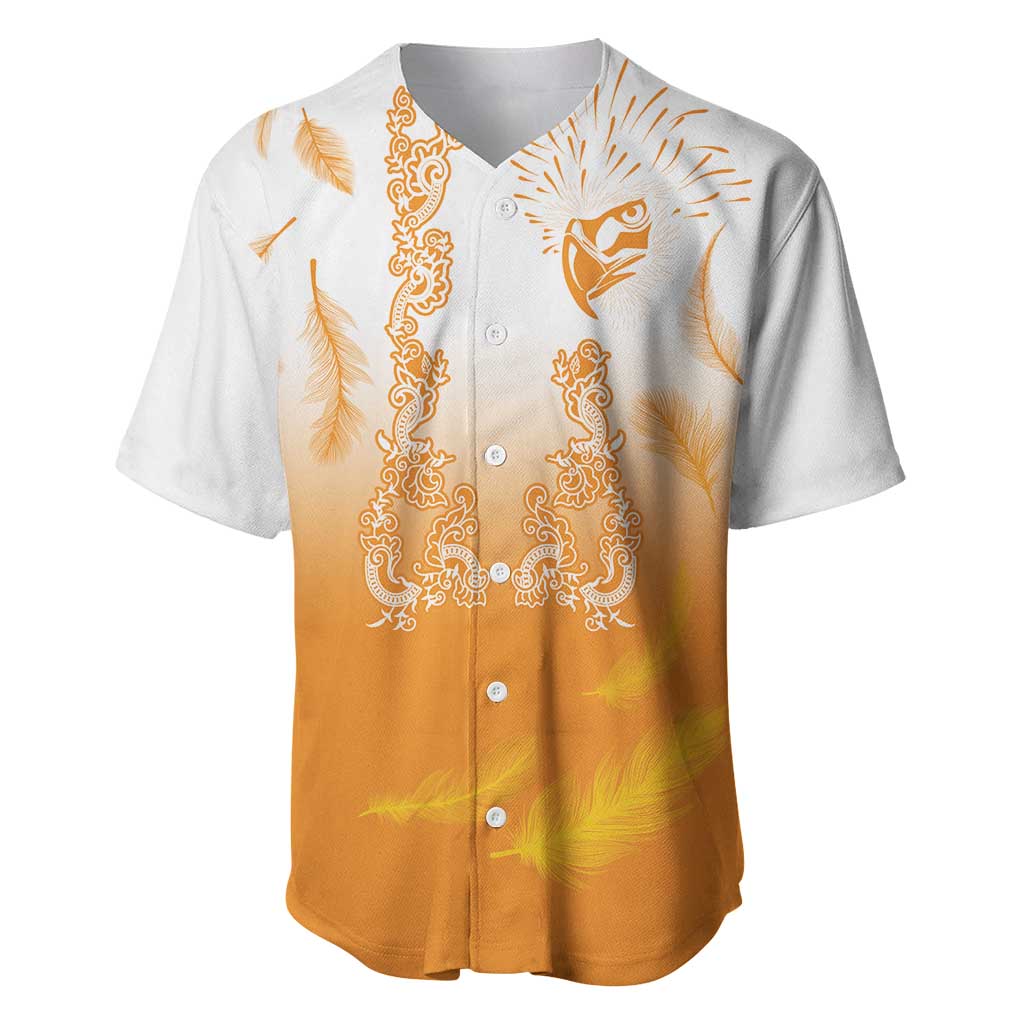 Philippines National Costume Style Baseball Jersey Barong Tagalog and Eagle Feather Orange Color