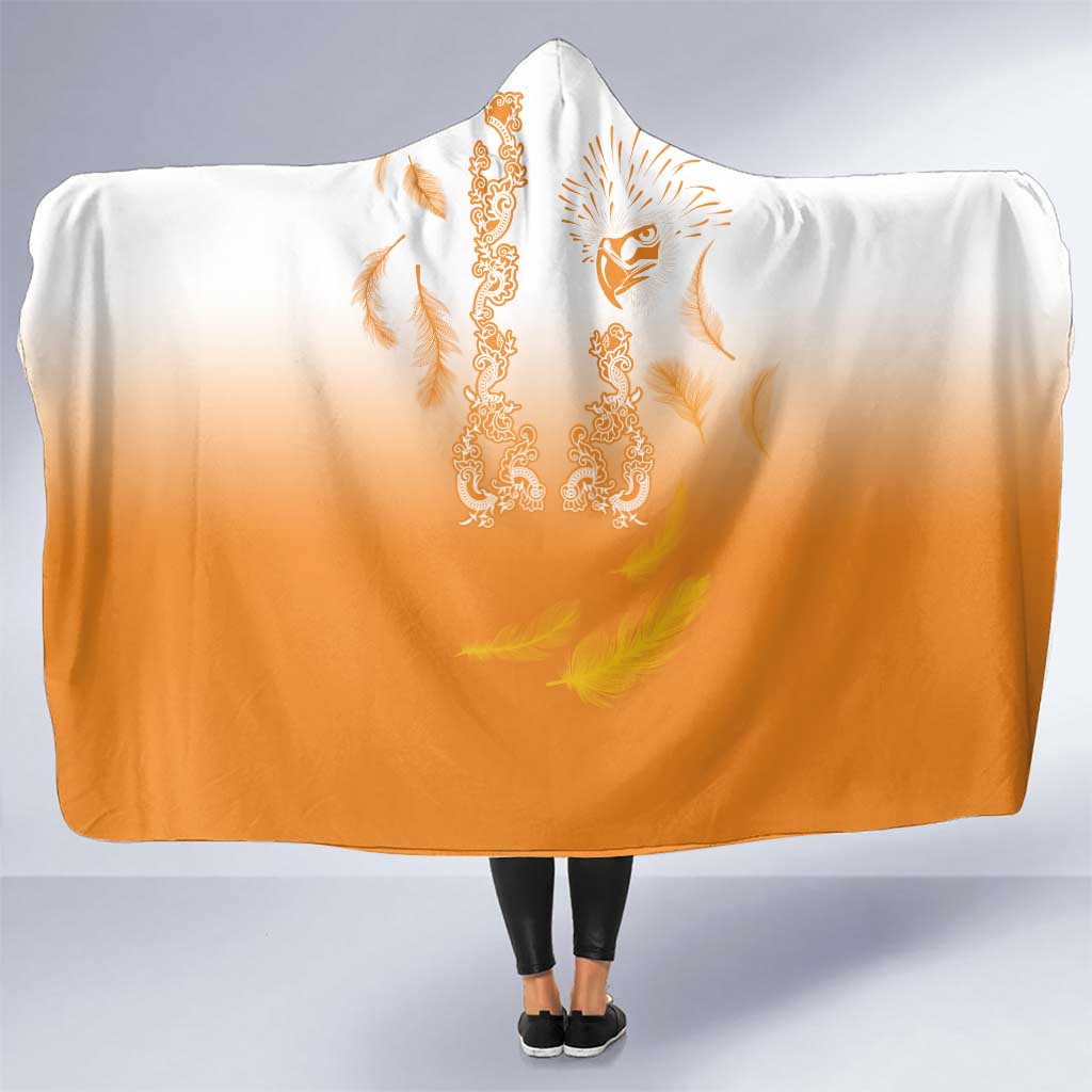 Philippines National Costume Style Hooded Blanket Barong Tagalog and Eagle Feather Orange Color