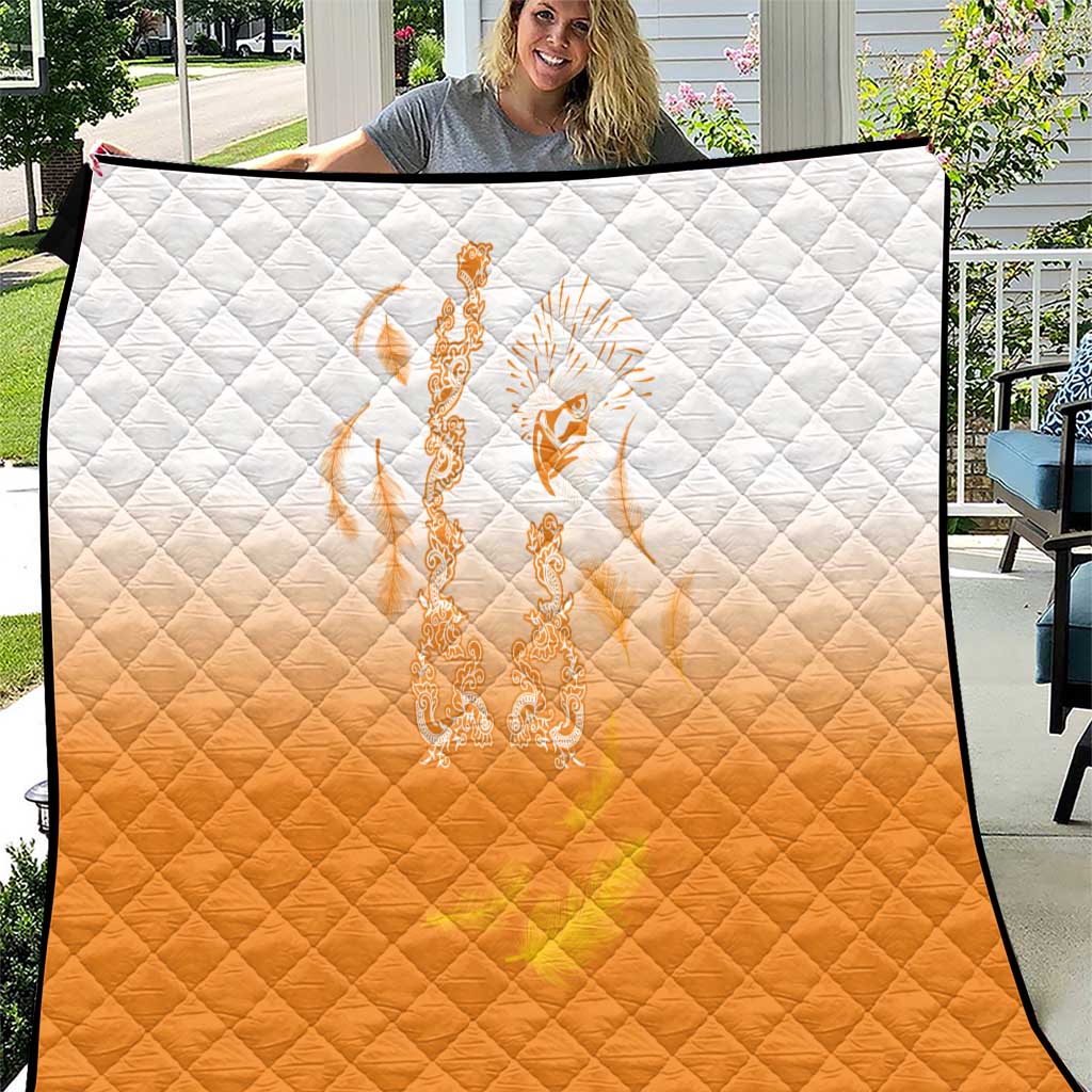 Philippines National Costume Style Quilt Barong Tagalog and Eagle Feather Orange Color