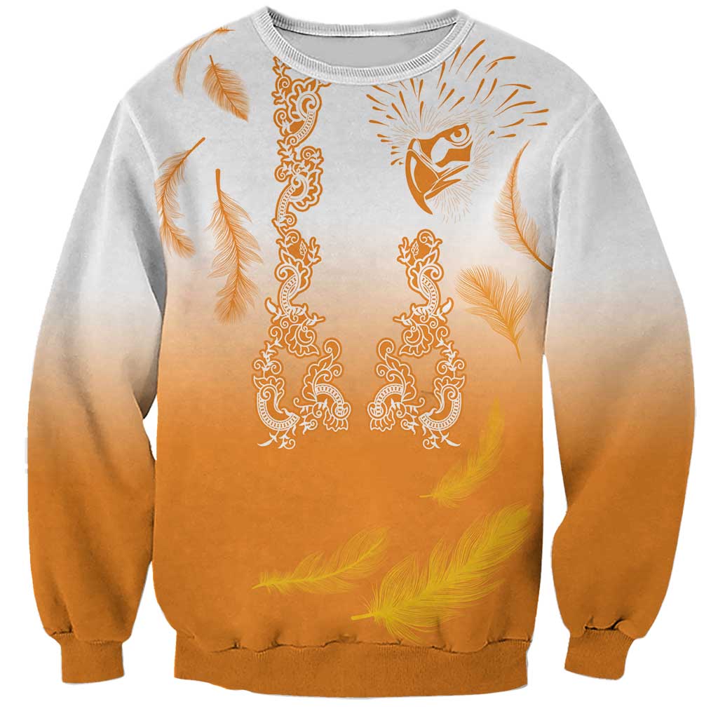Philippines National Costume Style Sweatshirt Barong Tagalog and Eagle Feather Orange Color
