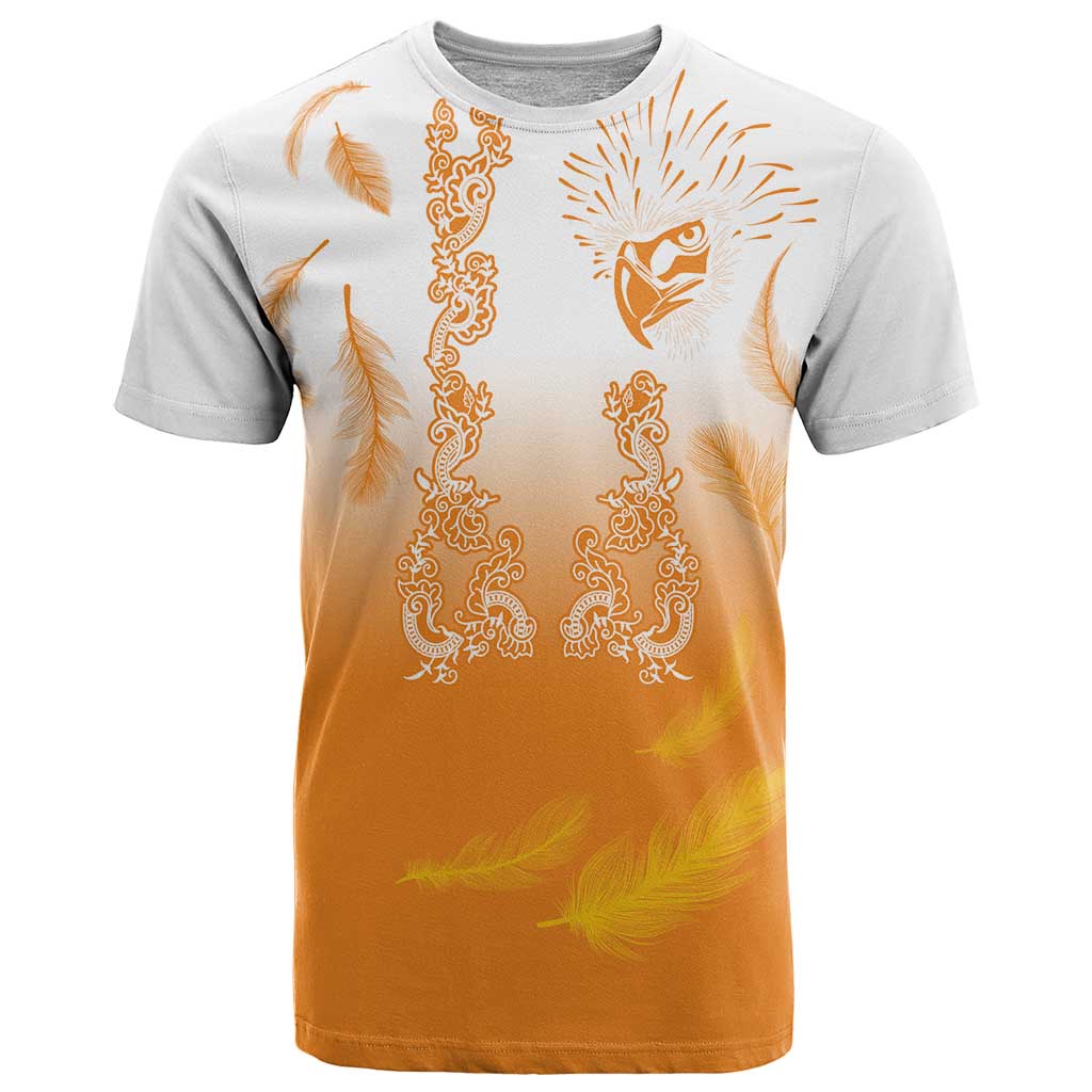 Philippines National Costume Style T Shirt Barong Tagalog and Eagle Feather Orange Color