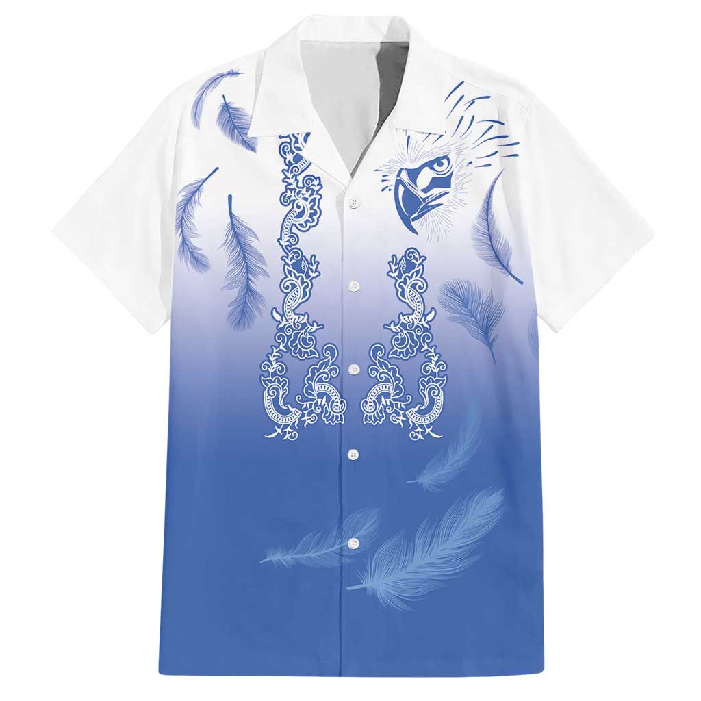 Philippines National Costume Style Hawaiian Shirt Barong Tagalog and Eagle Feather Blue Color