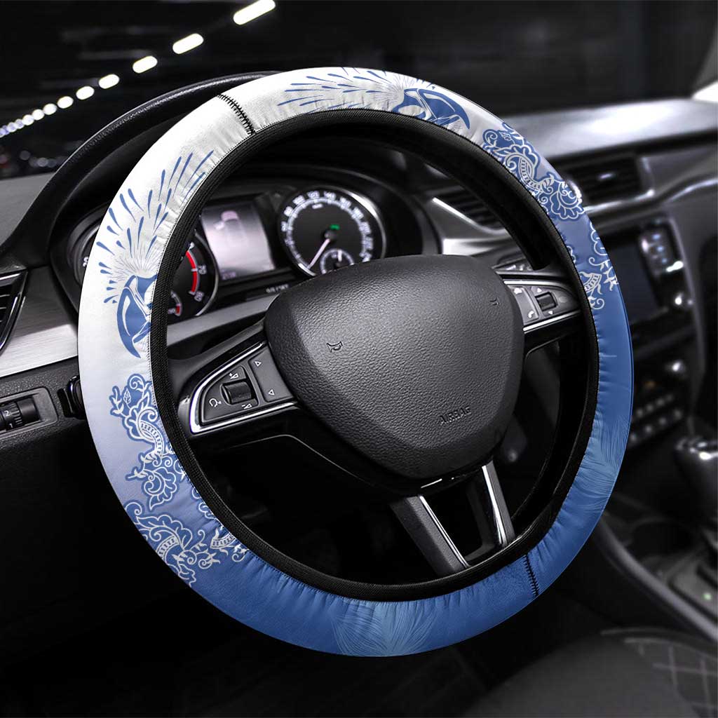 Philippines National Costume Style Steering Wheel Cover Barong Tagalog and Eagle Feather Blue Color