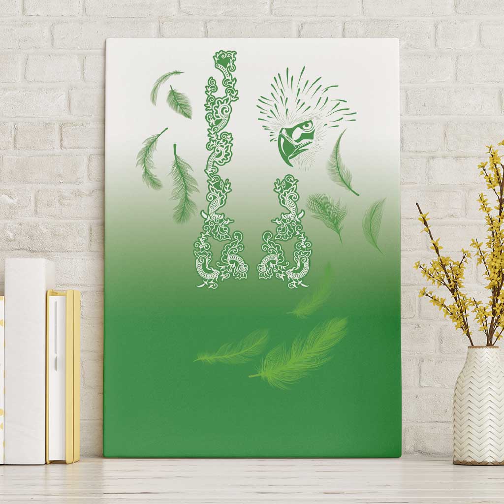 Philippines National Costume Style Canvas Wall Art Barong Tagalog and Eagle Feather Green Color