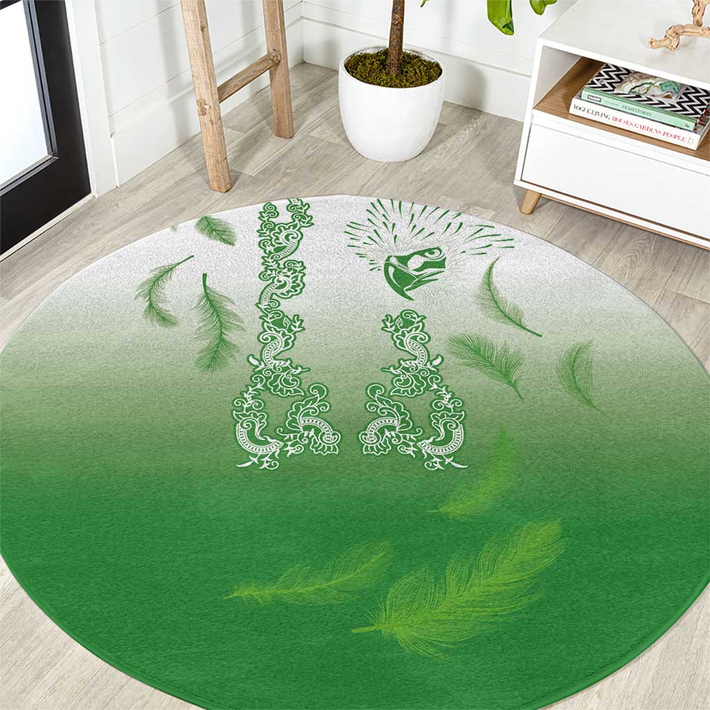 Philippines National Costume Style Round Carpet Barong Tagalog and Eagle Feather Green Color