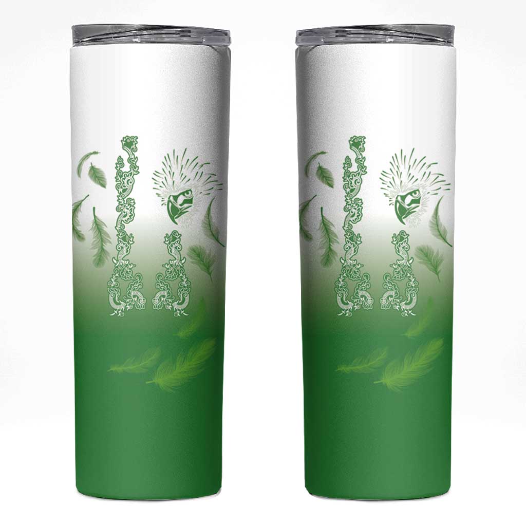 Philippines National Costume Style Skinny Tumbler Barong Tagalog and Eagle Feather Green Color