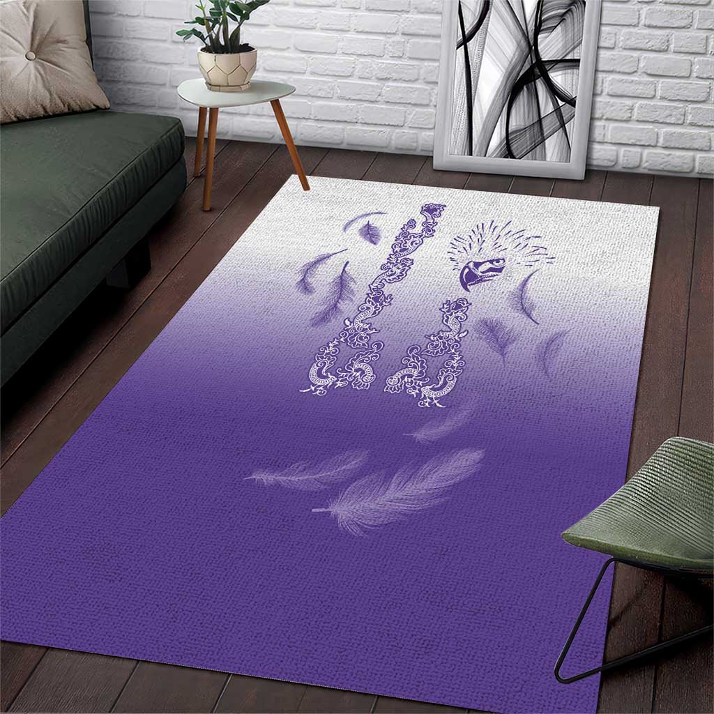 Philippines National Costume Style Area Rug Barong Tagalog and Eagle Feather Purple Color