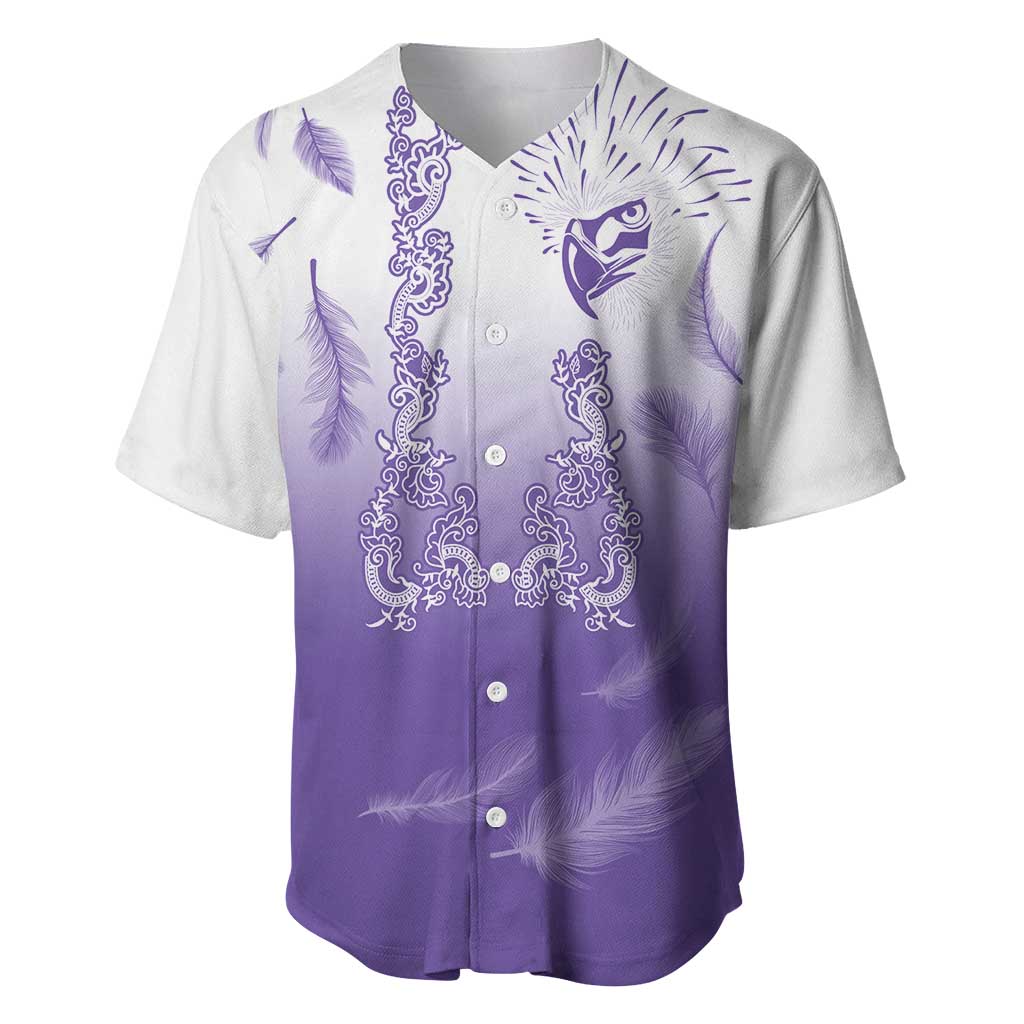 Philippines National Costume Style Baseball Jersey Barong Tagalog and Eagle Feather Purple Color