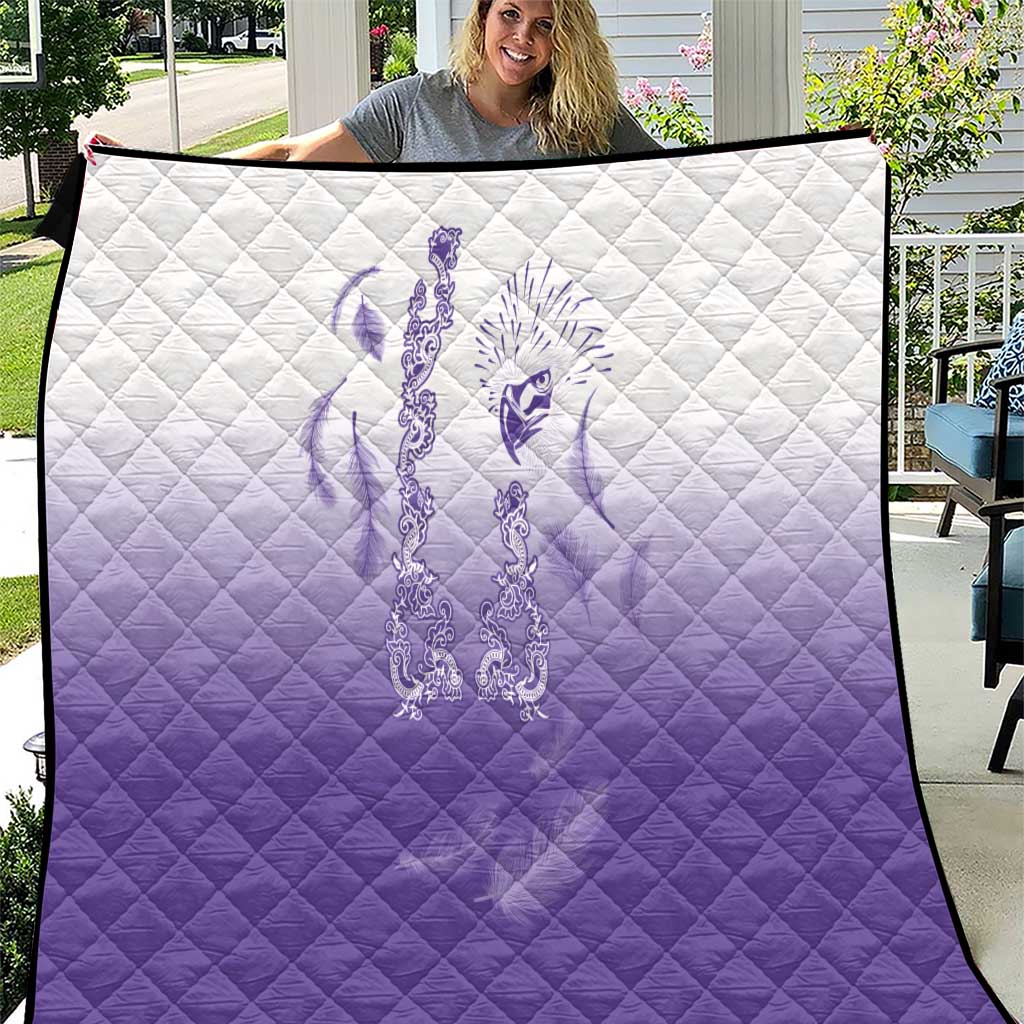Philippines National Costume Style Quilt Barong Tagalog and Eagle Feather Purple Color