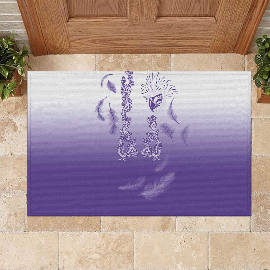 Philippines National Costume Style Rubber Doormat Barong Tagalog and Eagle Feather Purple Color