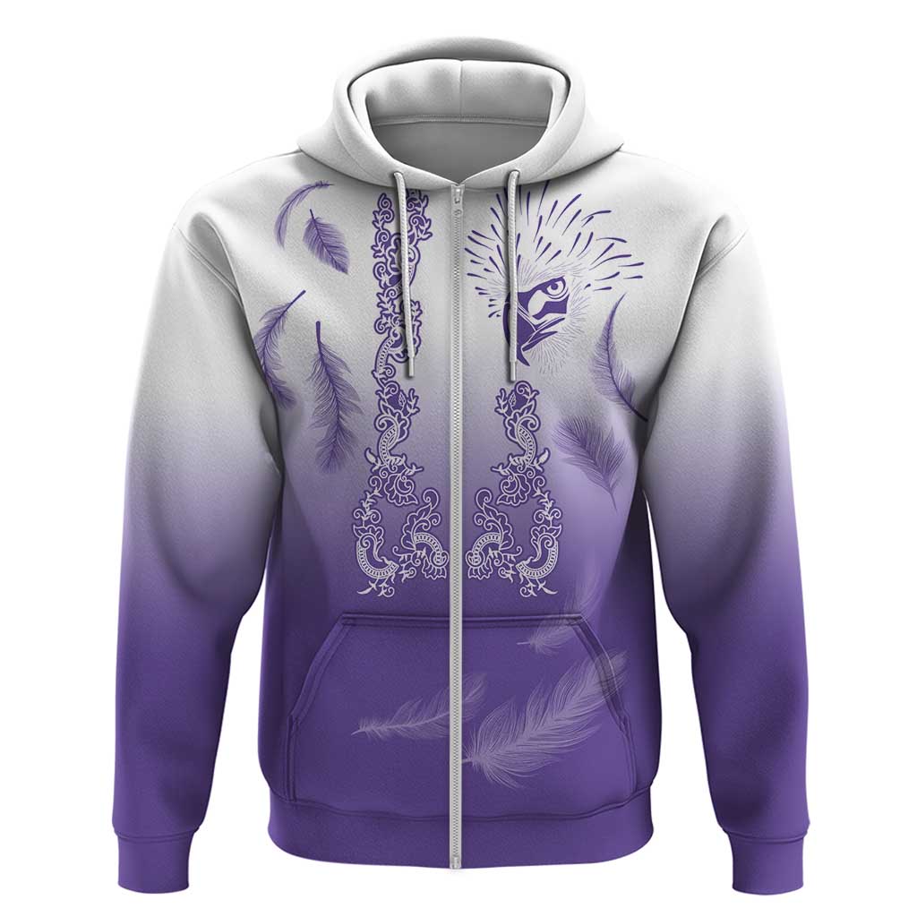 Philippines National Costume Style Zip Hoodie Barong Tagalog and Eagle Feather Purple Color