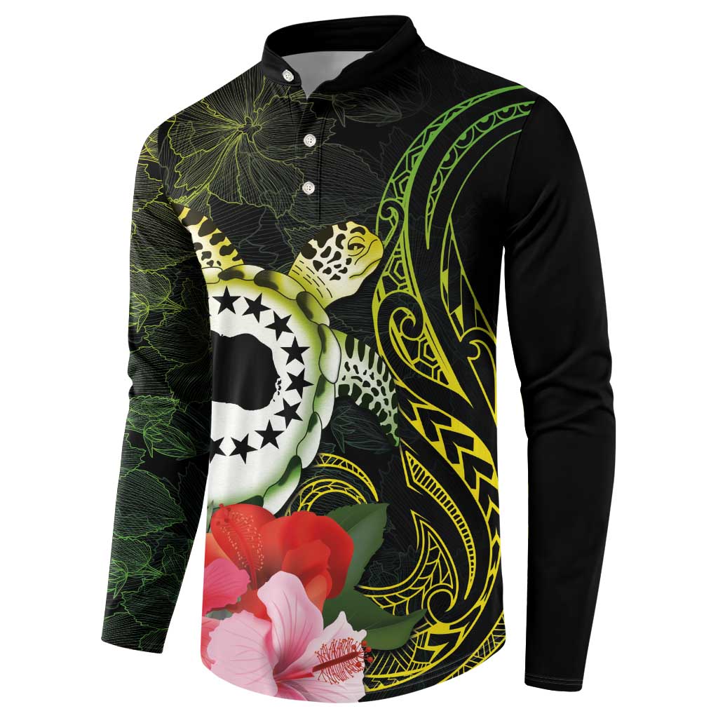 Kia Orana Cook Islands Button Sweatshirt Turtle and Hibiscus Polynesian Pattern LT03 - Polynesian Pride