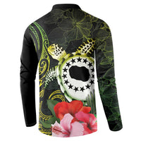 Kia Orana Cook Islands Button Sweatshirt Turtle and Hibiscus Polynesian Pattern LT03 - Polynesian Pride
