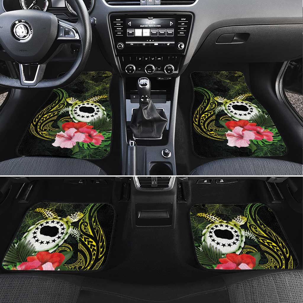 Kia Orana Cook Islands Car Mats Turtle and Hibiscus Polynesian Pattern LT03 Set 4pcs Yellow - Polynesian Pride