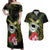 Kia Orana Cook Islands Couples Matching Off Shoulder Maxi Dress and Hawaiian Shirt Turtle and Hibiscus Polynesian Pattern