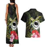 Kia Orana Cook Islands Couples Matching Tank Maxi Dress and Hawaiian Shirt Turtle and Hibiscus Polynesian Pattern