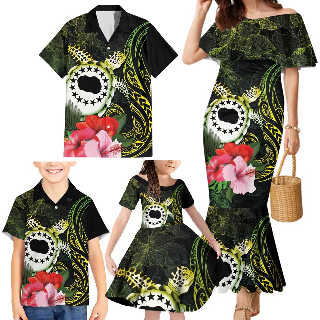 Kia Orana Cook Islands Family Matching Mermaid Dress and Hawaiian Shirt Turtle and Hibiscus Polynesian Pattern
