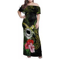 Kia Orana Cook Islands Family Matching Off Shoulder Maxi Dress and Hawaiian Shirt Turtle and Hibiscus Polynesian Pattern
