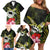 Kia Orana Cook Islands Family Matching Off Shoulder Short Dress and Hawaiian Shirt Turtle and Hibiscus Polynesian Pattern