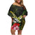 Kia Orana Cook Islands Family Matching Off Shoulder Short Dress and Hawaiian Shirt Turtle and Hibiscus Polynesian Pattern