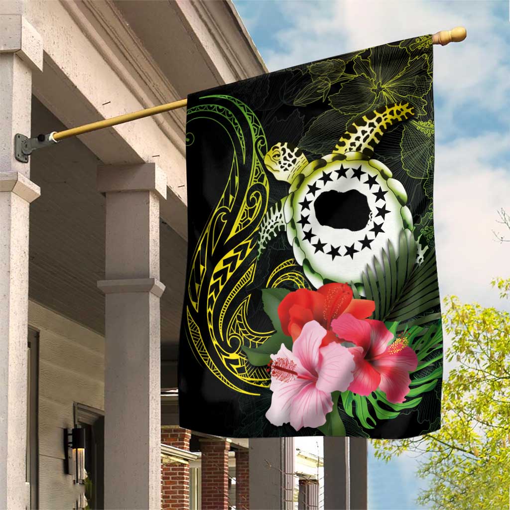 Kia Orana Cook Islands Garden Flag Turtle and Hibiscus Polynesian Pattern LT03 House Flag Yellow - Polynesian Pride