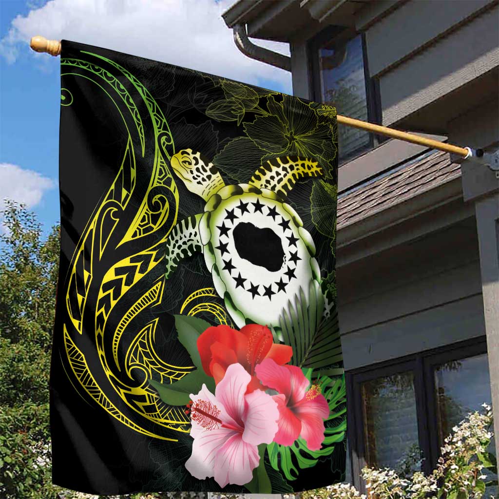 Kia Orana Cook Islands Garden Flag Turtle and Hibiscus Polynesian Pattern LT03 - Polynesian Pride