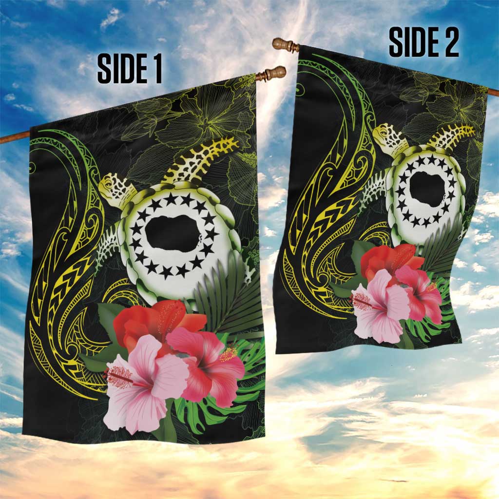 Kia Orana Cook Islands Garden Flag Turtle and Hibiscus Polynesian Pattern LT03 - Polynesian Pride