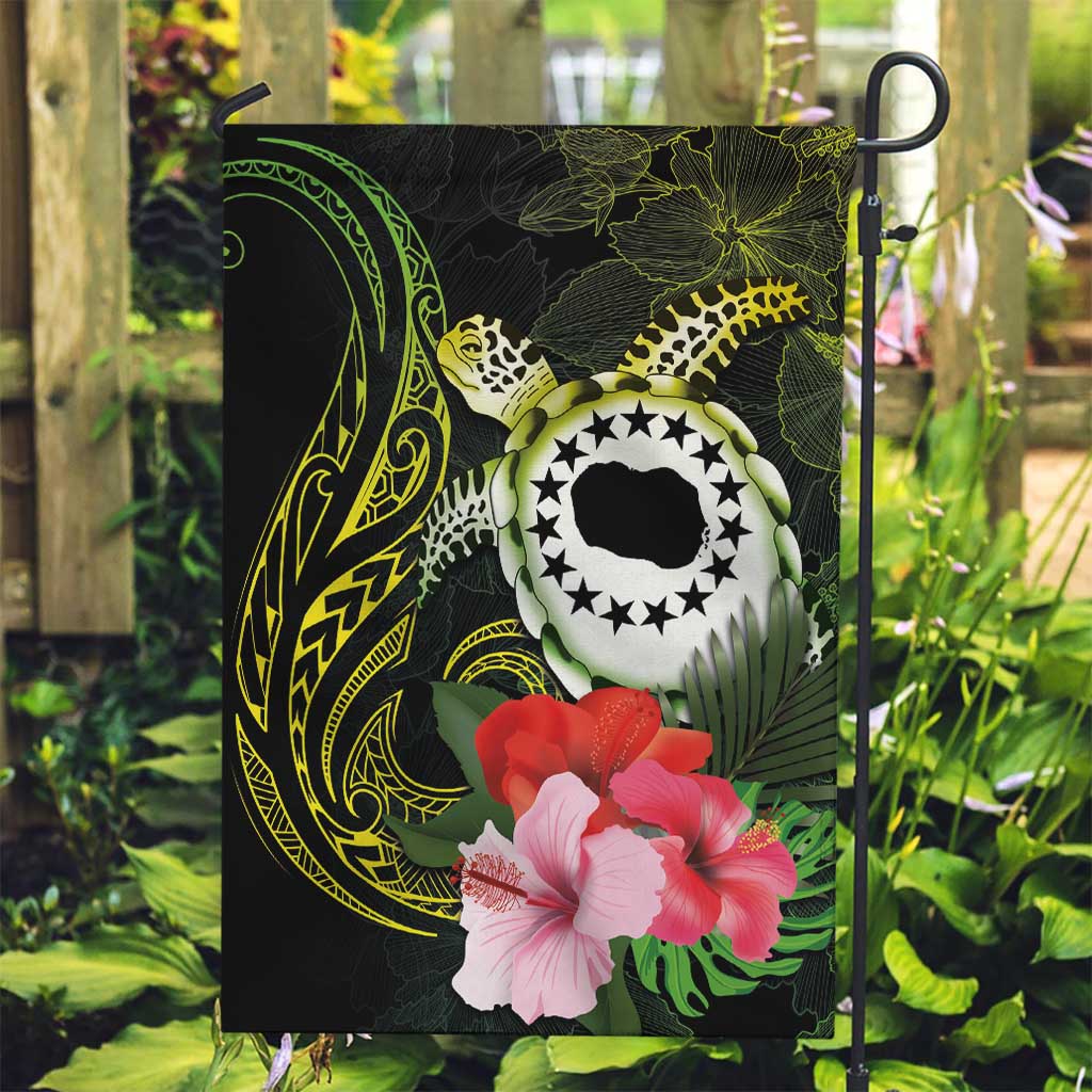 Kia Orana Cook Islands Garden Flag Turtle and Hibiscus Polynesian Pattern LT03 Garden Flag Yellow - Polynesian Pride