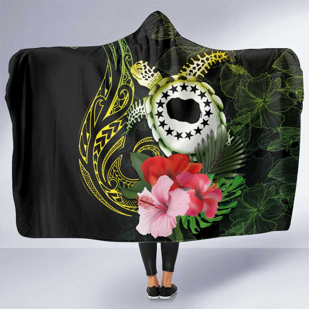 Kia Orana Cook Islands Hooded Blanket Turtle and Hibiscus Polynesian Pattern LT03 One Size Yellow - Polynesian Pride