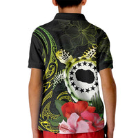 Kia Orana Cook Islands Kid Polo Shirt Turtle and Hibiscus Polynesian Pattern