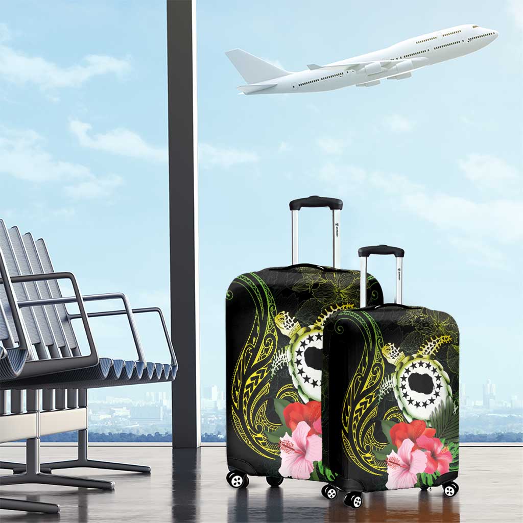 Kia Orana Cook Islands Luggage Cover Turtle and Hibiscus Polynesian Pattern