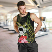 Kia Orana Cook Islands Men Tank Top Turtle and Hibiscus Polynesian Pattern LT03 Yellow - Polynesian Pride