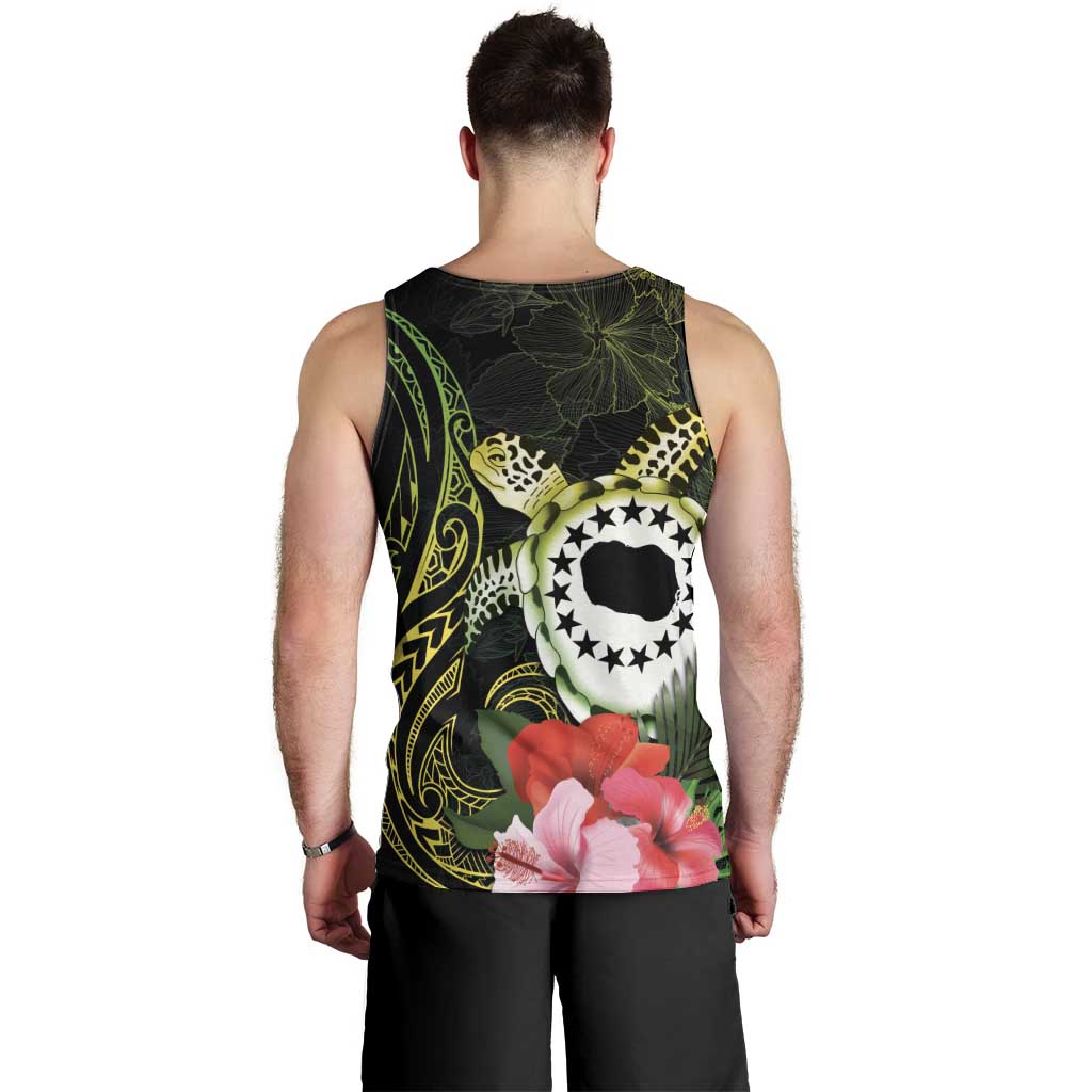 Kia Orana Cook Islands Men Tank Top Turtle and Hibiscus Polynesian Pattern LT03 - Polynesian Pride