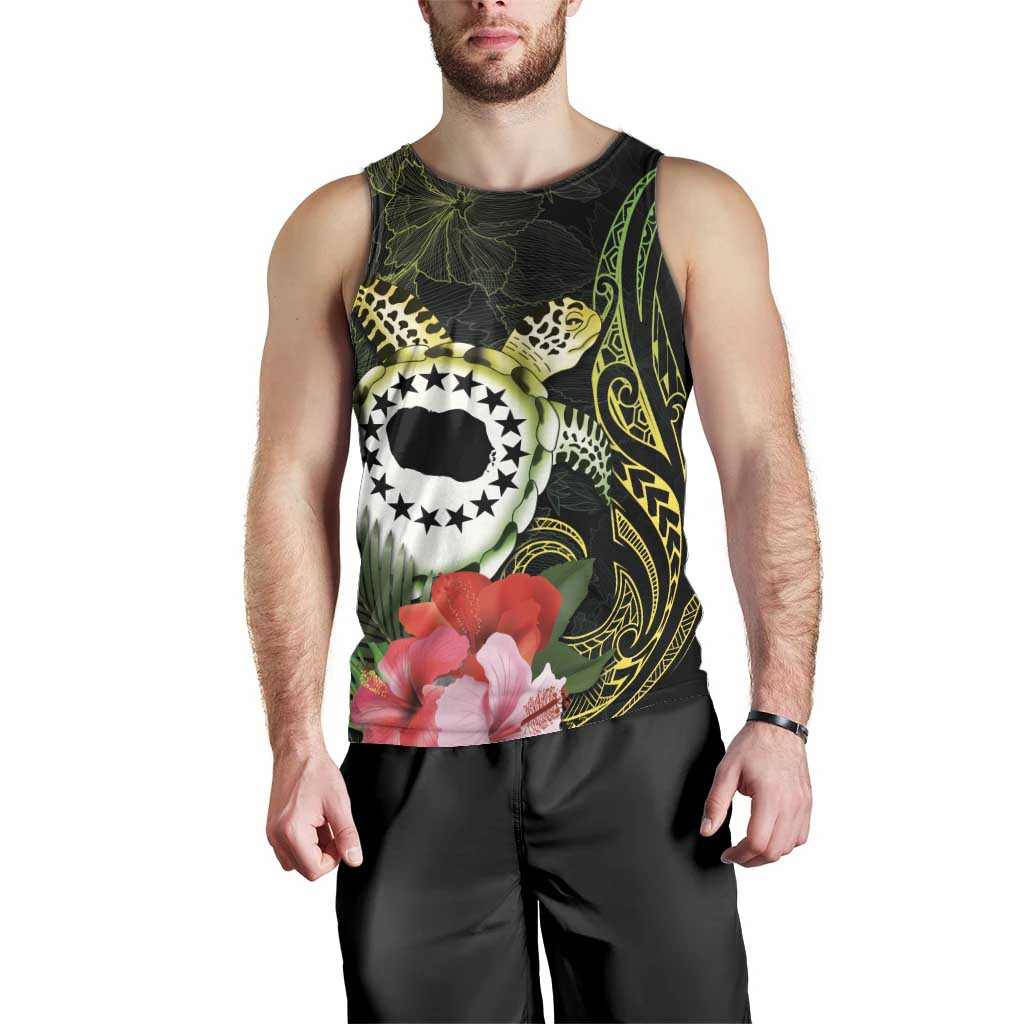 Kia Orana Cook Islands Men Tank Top Turtle and Hibiscus Polynesian Pattern LT03 - Polynesian Pride