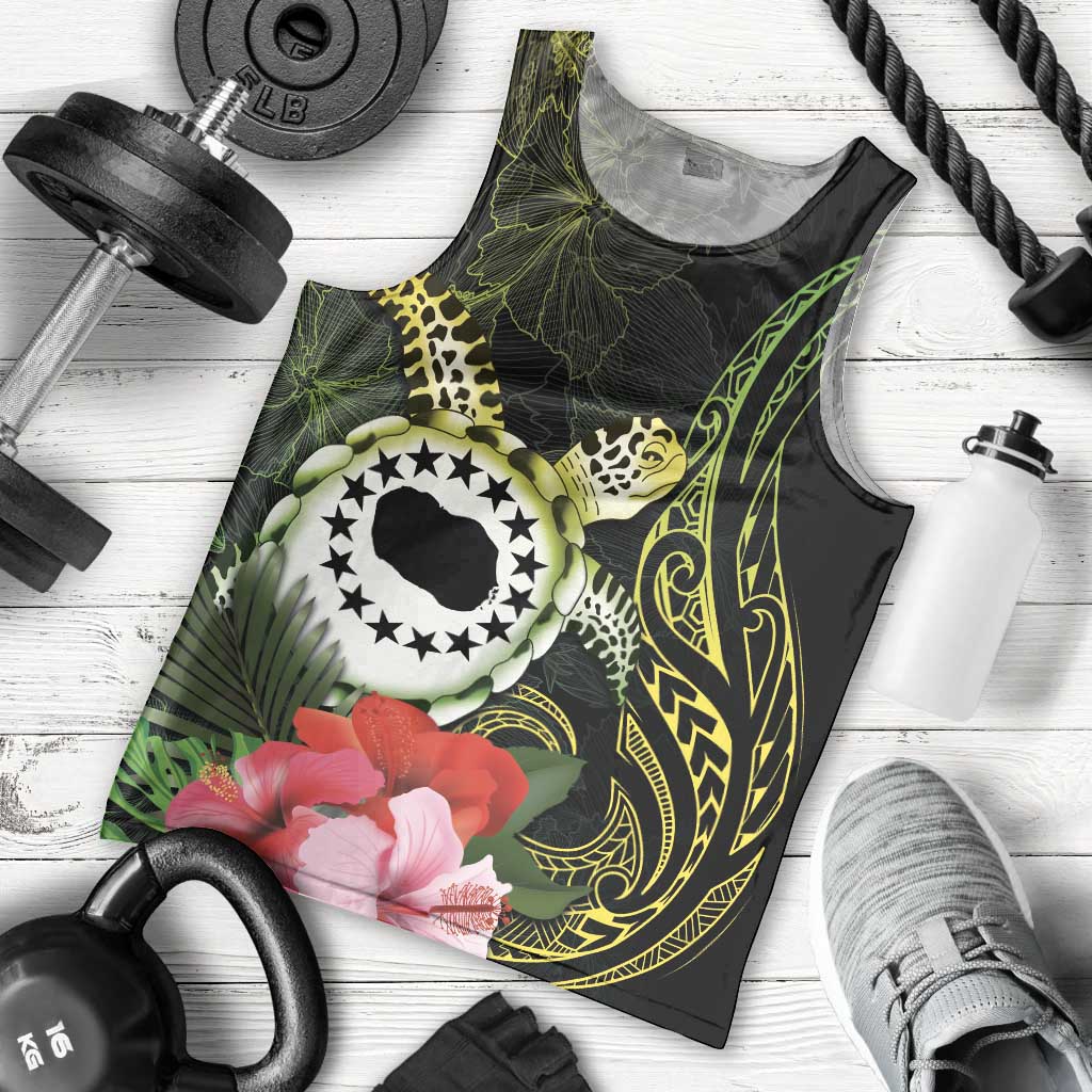 Kia Orana Cook Islands Men Tank Top Turtle and Hibiscus Polynesian Pattern LT03 - Polynesian Pride