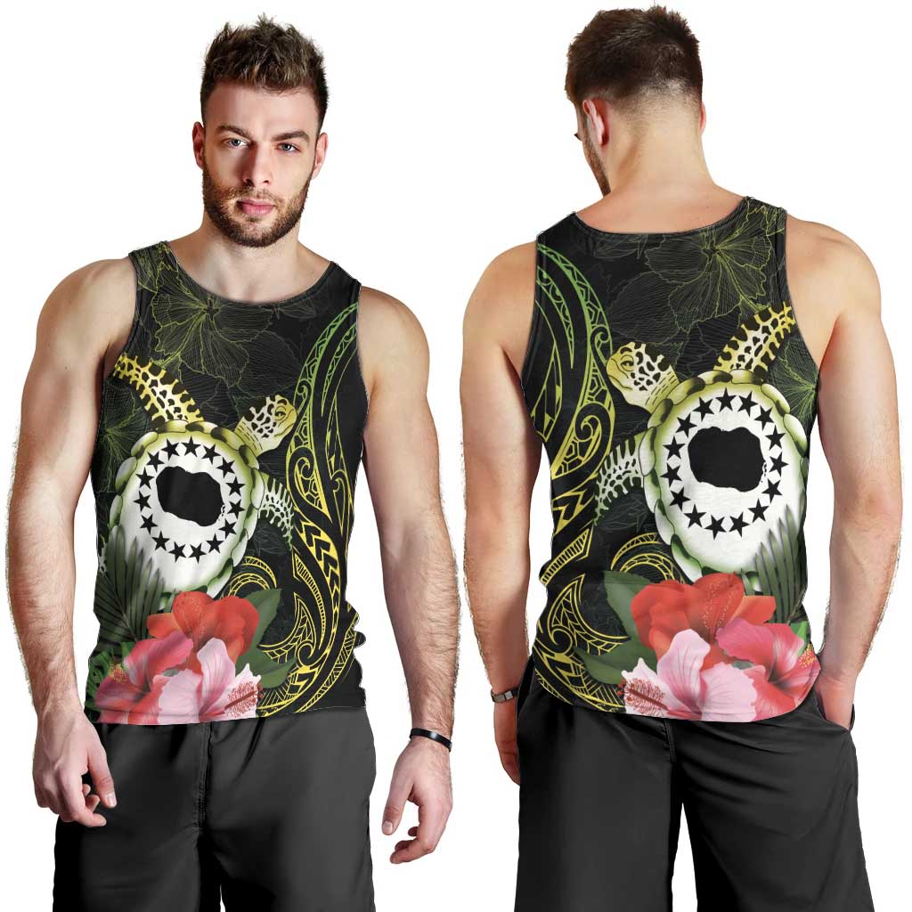 Kia Orana Cook Islands Men Tank Top Turtle and Hibiscus Polynesian Pattern LT03 - Polynesian Pride