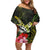 Kia Orana Cook Islands Off Shoulder Short Dress Turtle and Hibiscus Polynesian Pattern