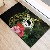 Kia Orana Cook Islands Rubber Doormat Turtle and Hibiscus Polynesian Pattern LT03 - Polynesian Pride