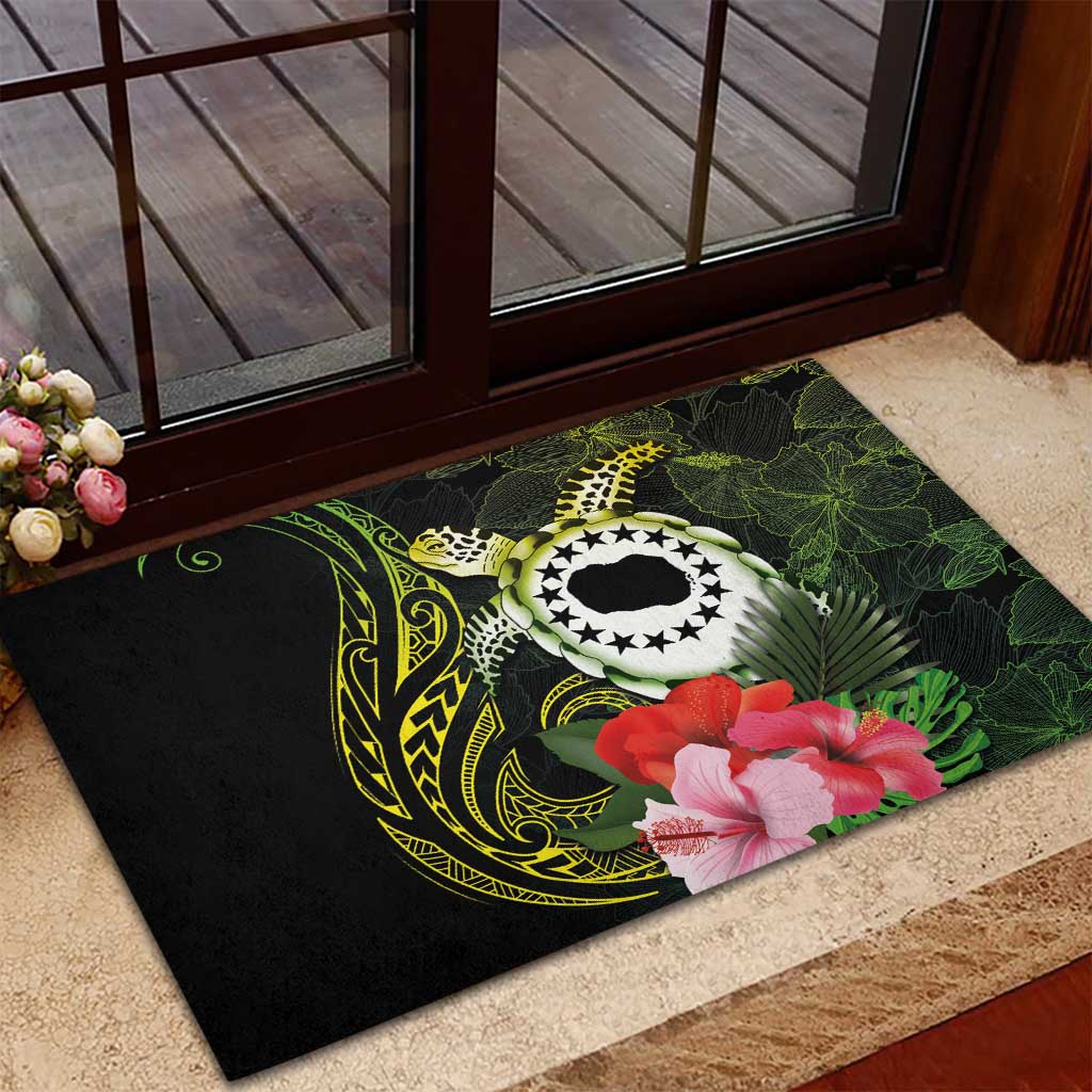 Kia Orana Cook Islands Rubber Doormat Turtle and Hibiscus Polynesian Pattern LT03 - Polynesian Pride