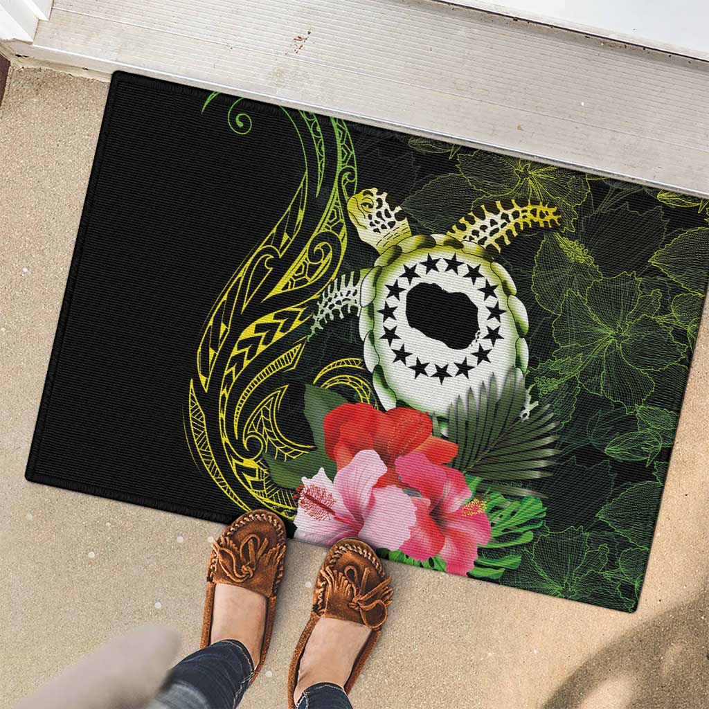 Kia Orana Cook Islands Rubber Doormat Turtle and Hibiscus Polynesian Pattern LT03 - Polynesian Pride
