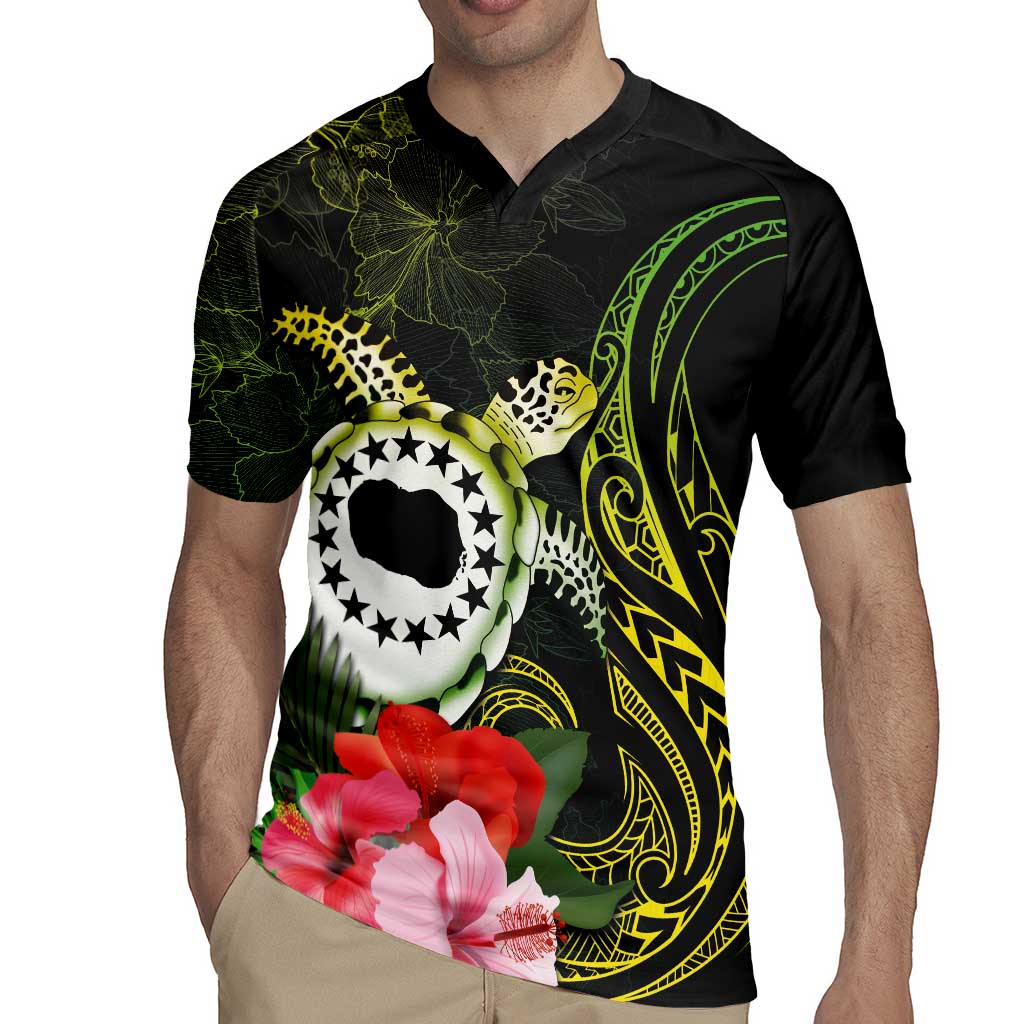 Kia Orana Cook Islands Rugby Jersey Turtle and Hibiscus Polynesian Pattern LT03 - Polynesian Pride