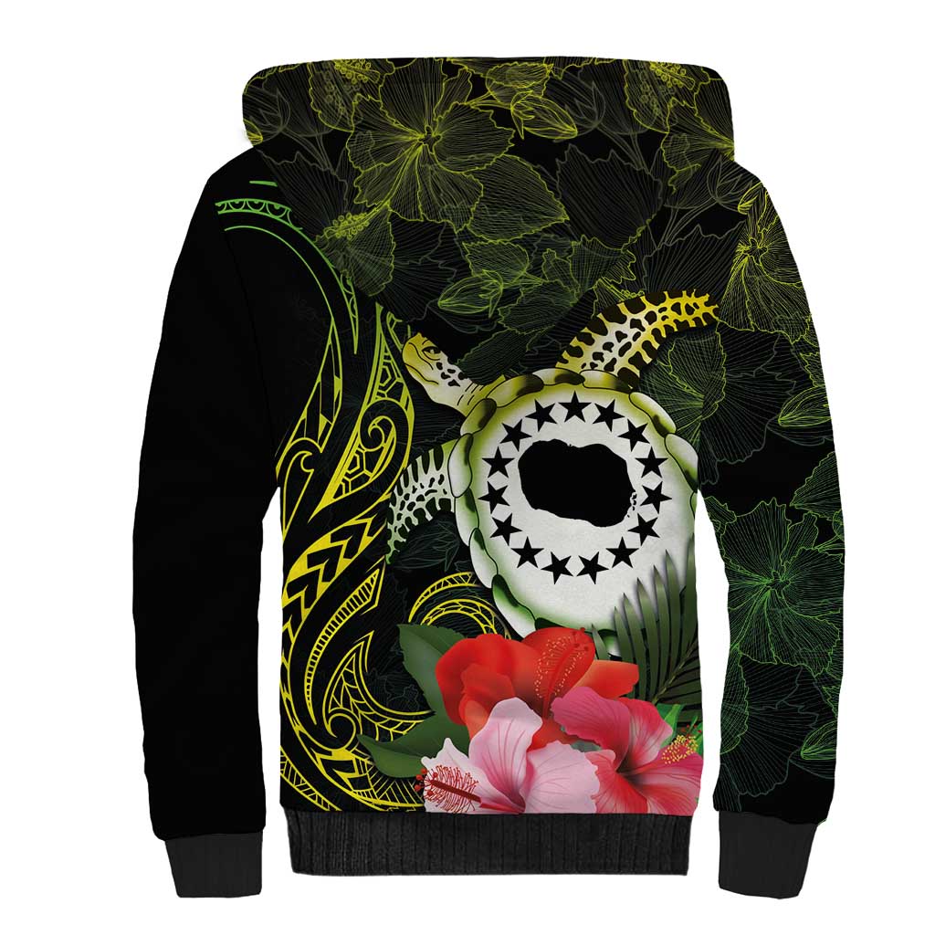 Kia Orana Cook Islands Sherpa Hoodie Turtle and Hibiscus Polynesian Pattern LT03 - Polynesian Pride