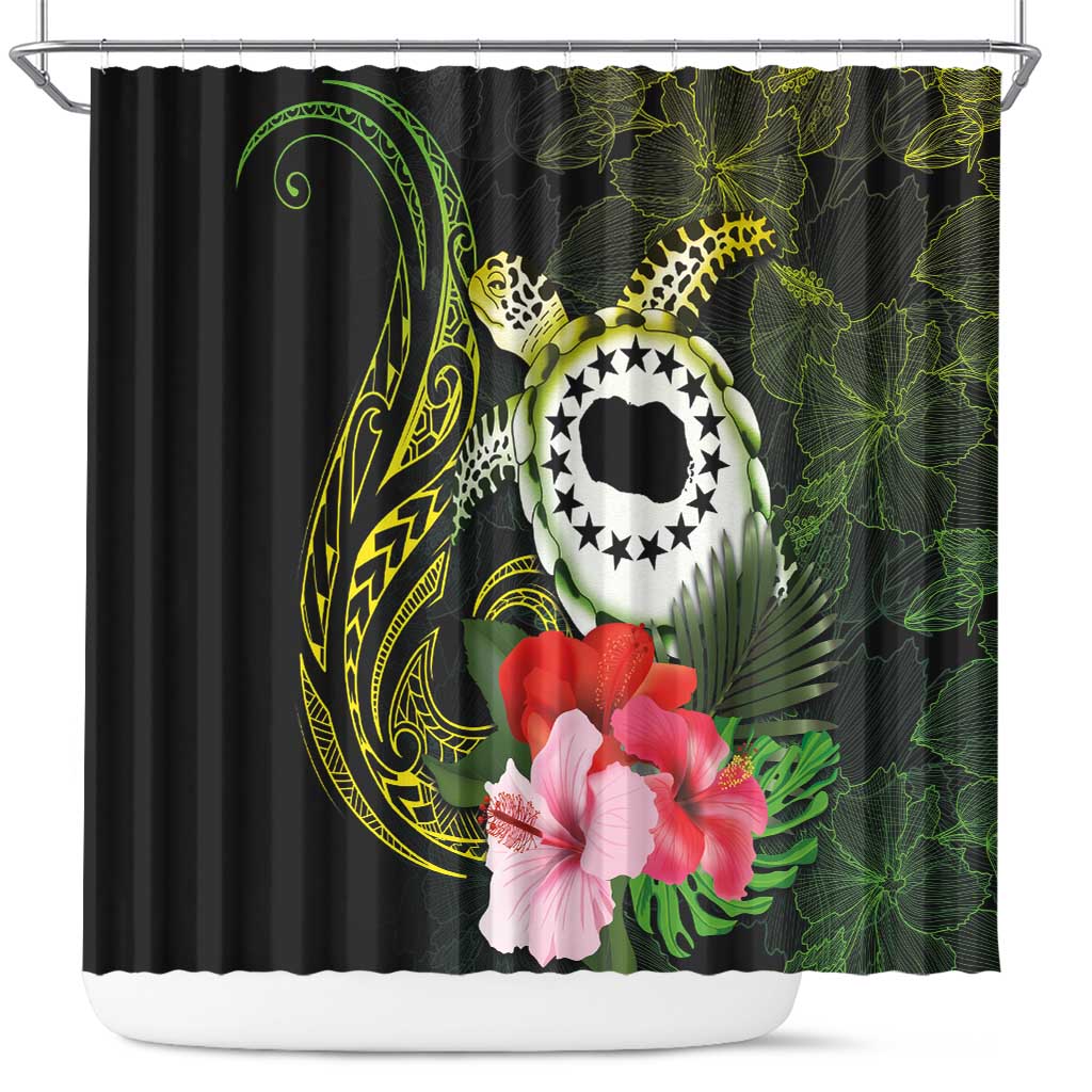 Kia Orana Cook Islands Shower Curtain Turtle and Hibiscus Polynesian Pattern