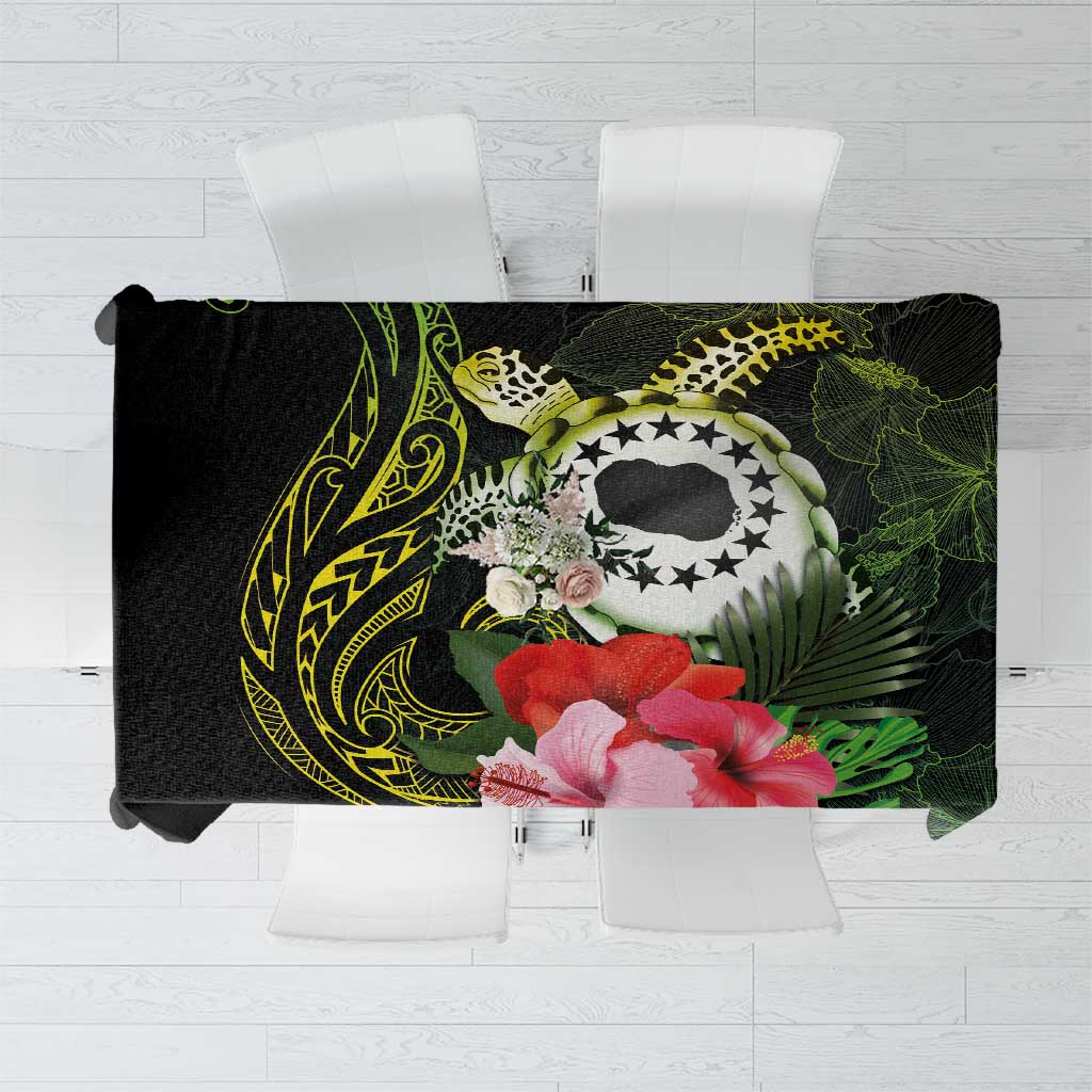 Kia Orana Cook Islands Tablecloth Turtle and Hibiscus Polynesian Pattern LT03 Yellow - Polynesian Pride